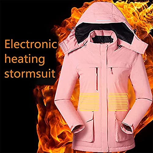 Chaqueta térmica mujer impermeable con capucha cortavientos y calefacción por USB 2
