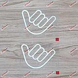 2X White 4'' Shaka Sign Hang Loose Decal Sticker Hawaii Hawaiian Car Vinyl