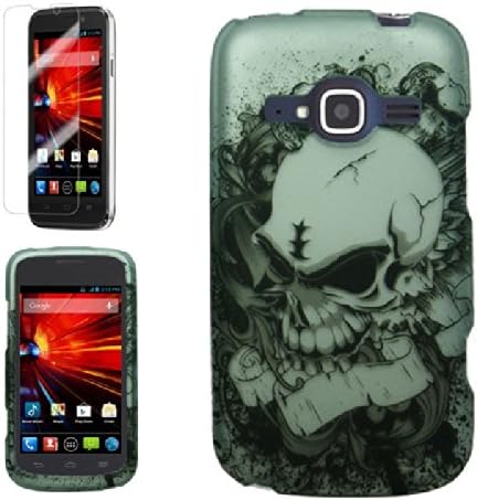 [ARENA] WHITE BLACK SKELETON SKULL COVER SNAP ON HARD CASE for ZTE CONCORD 2 + FREE SCREEN PROTECTOR