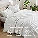Bedsure 100% Cotton Quilt Set - King Size Bedspread, Lightweight Soft Bed Coverlet, 3-Piece Cozy Stitching Quilt Set with 2 Pillow Shams in Geometric Pattern for All Season, 106x96 inches, White