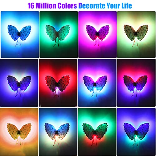 Znofan Night Light For Kids, Butterfly Led Light For Bedroom Stick On The Wall, Music Sync Rgb Color Changing Wall Sconces With Remote And App Control,Coolest Decorations For Room Home Party(Purple) #TOP1