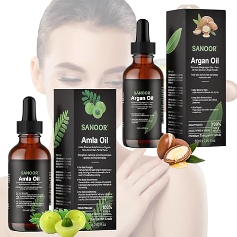 SANOOR® Moroccan Mirage Argan Oil Elixir 60 ml Indian Essence Amla Oil 60 ml | Repair & Strengthen | Nourishing Oils for Hair Growth & Skin Health(2x60ml) Cover