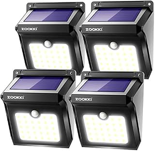 ZOOKKI Solar Lights Outdoor, 28 LED Wireless Motion Sensor Lights, IP65 Waterproof Wall