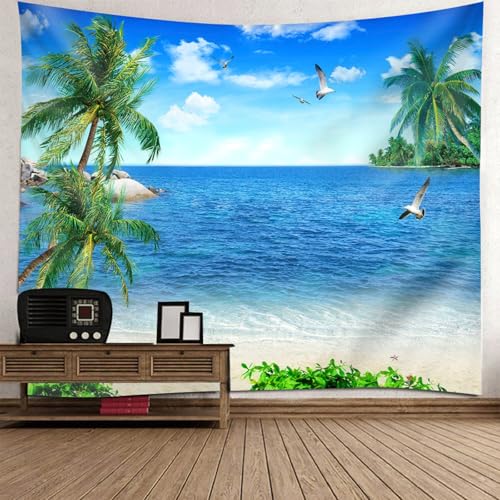 Tapisserie Petite 150x130CM Mer Oiseaux Décoration Murale Chambre Enfant Tenture Paysage