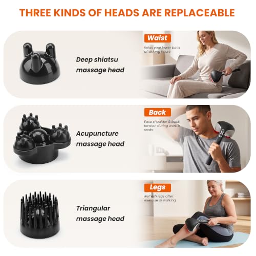 Image of Snailax Cordless Handheld Back Massager with Heat, Percussion, Rechargeable