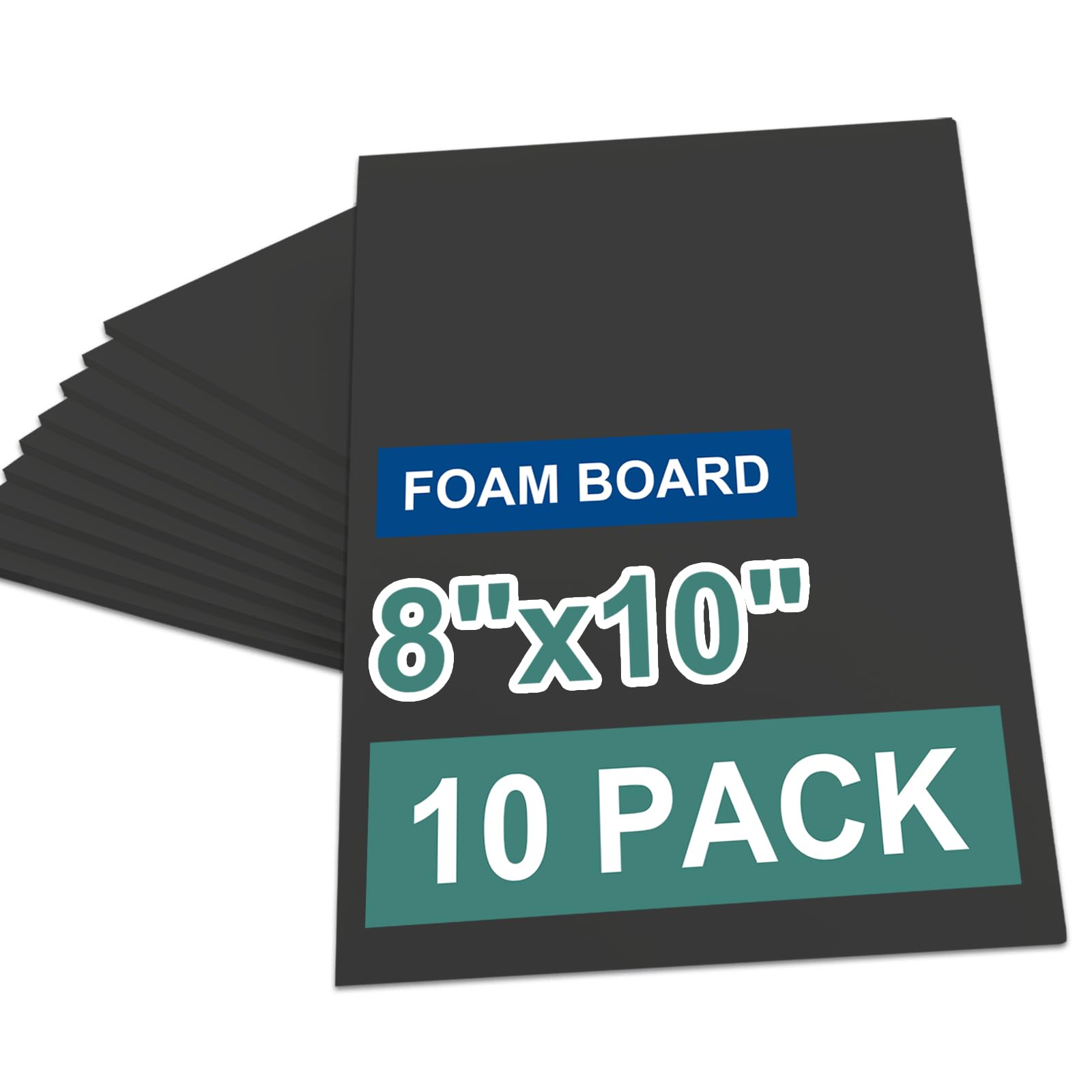 Photo 1 of 8x10 Black Foam Board, 10 Pack Acid-Free Foam Core Poster Board, 3/16 Inch Thick Double-Sided Backing Board for Mounting, Crafts, Presentation, Display, and DIY Projects Black 8x10