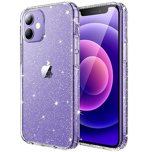 JETech Cover Glitter per iPhone 12/12 Pro, 6,1 Pollici, Custodia Bling Brilla Paraurti Antiurto da Telefono, Carino Scintillante con Donne e Ragazze (Trasparente)