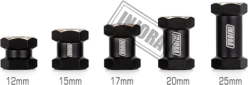Miniatura 5 de INJORA Hub hexagonal RC de 0.472 in, ruedas de latón, extensión de cubo hexagonal, adaptador de unidad hexagonal negra para 110 RC Crawler Axial