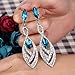 BriLove Fashion Dangle Earrings for Women Crystal Gorgeous Twisted Dual Teardrop Chandelier Jewelry for Party Prom Turquoise Color Silver-Tone