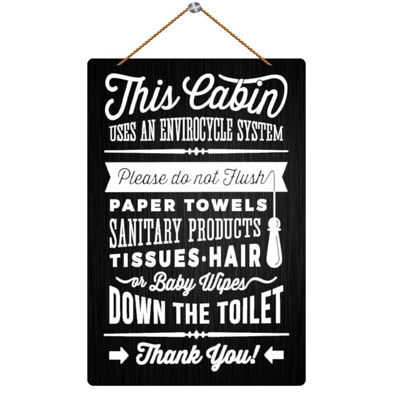 Home Wall Decor Signs This Cabin Use An Envirocycle System Do Not Flush Paper Towels Rustic Wooden Wall Signs Decorative Wood Sign Home Kitchen Decor 12" X 8"
