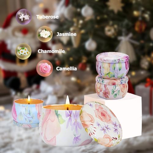 Scented Candles Gift Set, 4 Pack Candles for Home Scented, Soy Wax Aromatherapy Candle Set, Natural Fragrance Candles for Home Scented, Ideal for Birthday, Christmas, Thanksgiving, Mother\'s Day