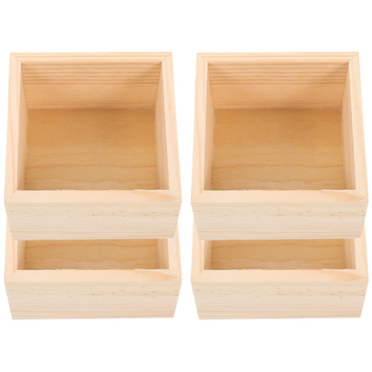 ABOOFAN Scatole Portaoggetti Organizer da Tavolo Set 4 Quadrate in Legno e Colore Khaki senza Coperchio Robusto Design Semplice per Gioielli