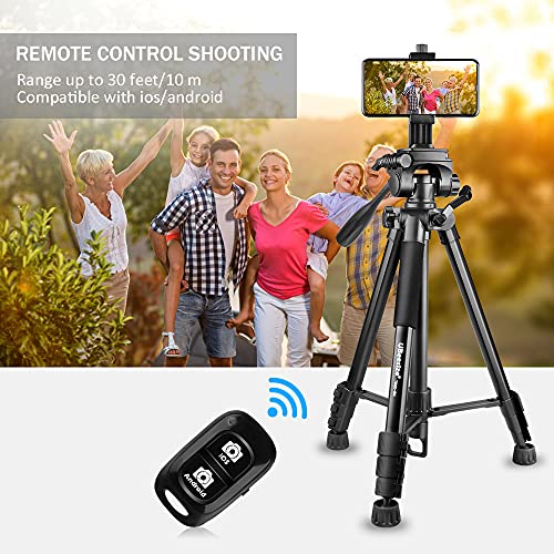 UBeesize 60-inch Camera Tripod, 5kg/11lb Load TR60 Load Portable Lightweight Aluminum Travel Tripod with Carry Bag & Bluetooth Remote, for DSLR SLR Cameras Compatible with iPhone & Android Phone UBeesize 60-inch Camera Tripod, 5kg/11lb Load TR60 Load Portable Lightweight Aluminum Travel Tripod with Carry Bag & Bluetooth Remote, for DSLR SLR Cameras Compatible with iPhone & Android Phone