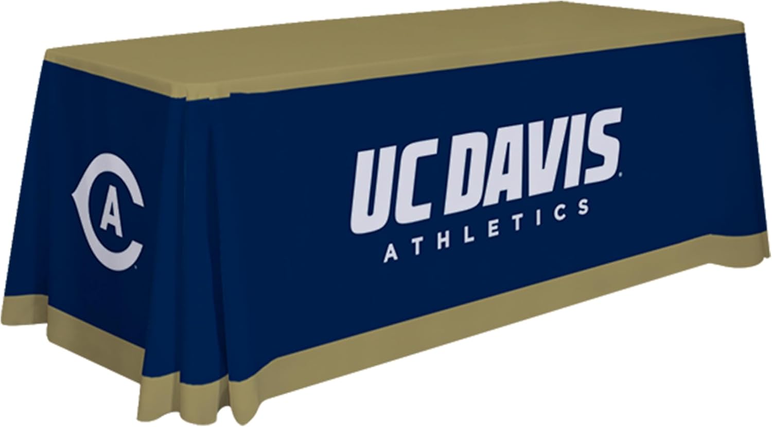 California Davis Aggies College Sports Printed Table Throw - NCAA Licensed - Polyester - School Tablecloth (Blue, Gold, White) (6' Draped)