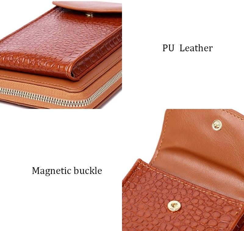 PU Flap Mobile Phone Bag Metal Zipper Cell Phone Crossbody