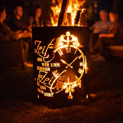 Fuchsbau Feuertonnen Feuertonne mit Zeit Motiv - Gefertigt aus...