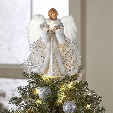 Duqulle Angel Christmas Tree Topper with Lights Cover