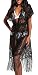 Upopby Women's Beachwear Bikini Swimsuit Cover up Hollow Lace Coverups, Cardigan Black XL