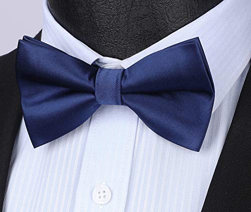 Image of HISDERN Bow Ties for Men Pretied Bowties Classic Formal Business Bow Tie Adjustable Tuxedo Bowtie for Wedding Party