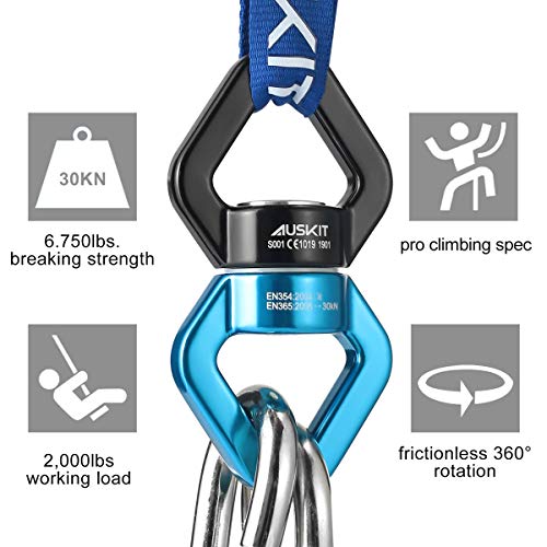 Auskit Swing Swivel, 30 Kn Safest Rotational Device Hanging Accessory For Web Tree Swing, Therapy Swing, Aerial Dance, Swing Spinner Hanger, Rock Climbing, Hanging Hammocks #TOP2