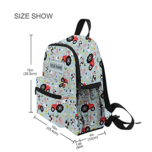 Custom Farm Animals and Trucks Pattern Kid's Toddler Backpack, Personalized Backpack with Name/Text, Customization School Bag2