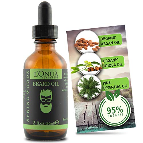 L’Onua Spring Woods Beard Oil – 2 fl oz - 100% Natural Premium Conditioner & Softener, Sandalwood Spring Woods Smell, Fragrance Free