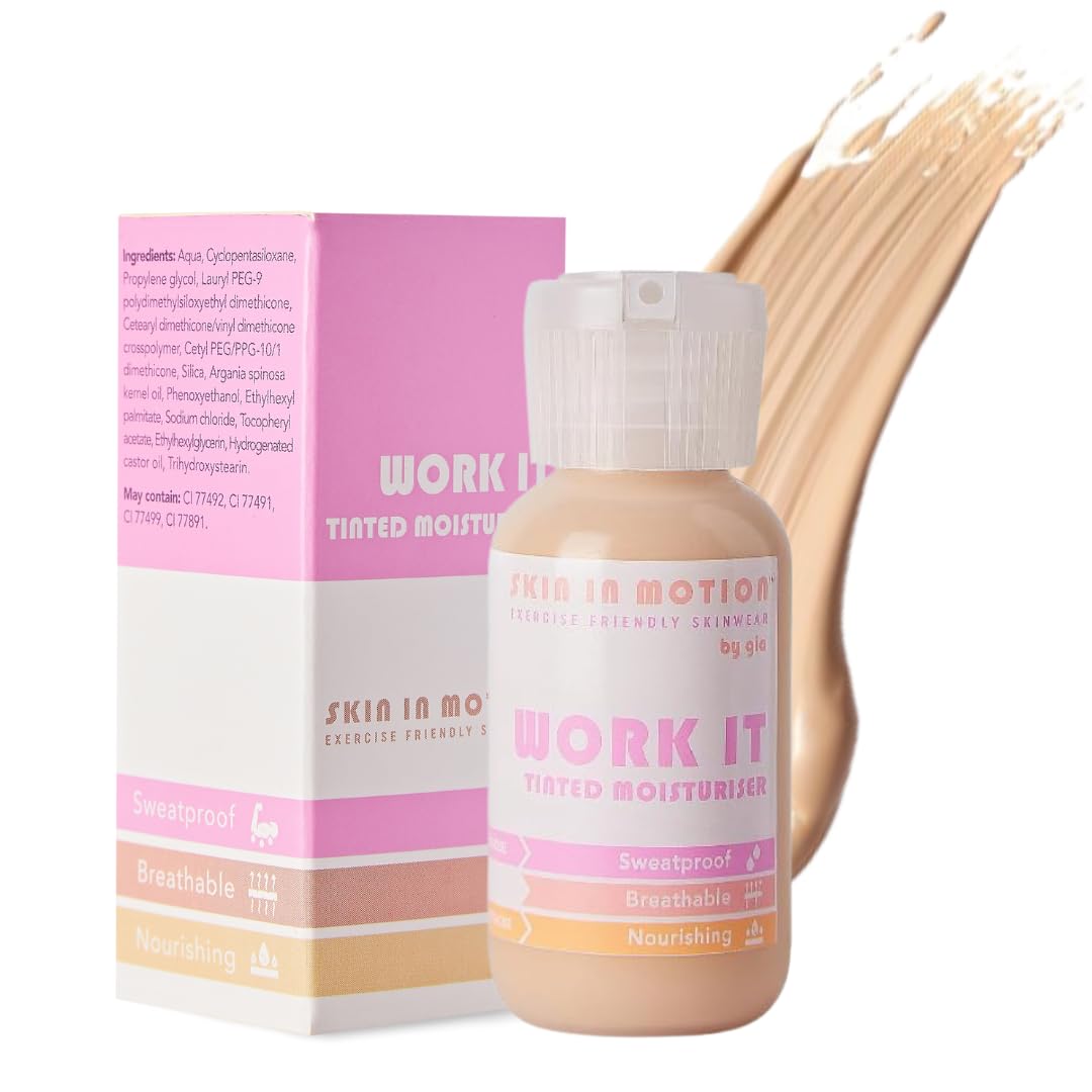 Work It Sweatproof Tinted Moisturiser | Shade: Light | Buildable Hydrating Skin Tint | Everyday Use | Lightweight Anti-Redness Tinted Moisturiser & Sweatproof Foundation Alternative