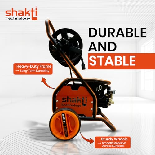 Image of Shakti Technology S-2.5KW R High-Pressure Washer, 2500W | Max 180 Bar Electric Power Cleaner with 12M Hose Reel, Professional Foam Cannon & 4 Nozzles for Car, Patio, and Heavy-Duty Cleaning