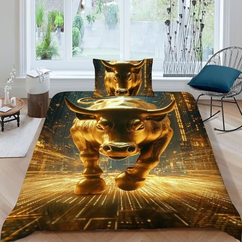 Housse de couette single animaux en microfibre zippée de 135x200 cm