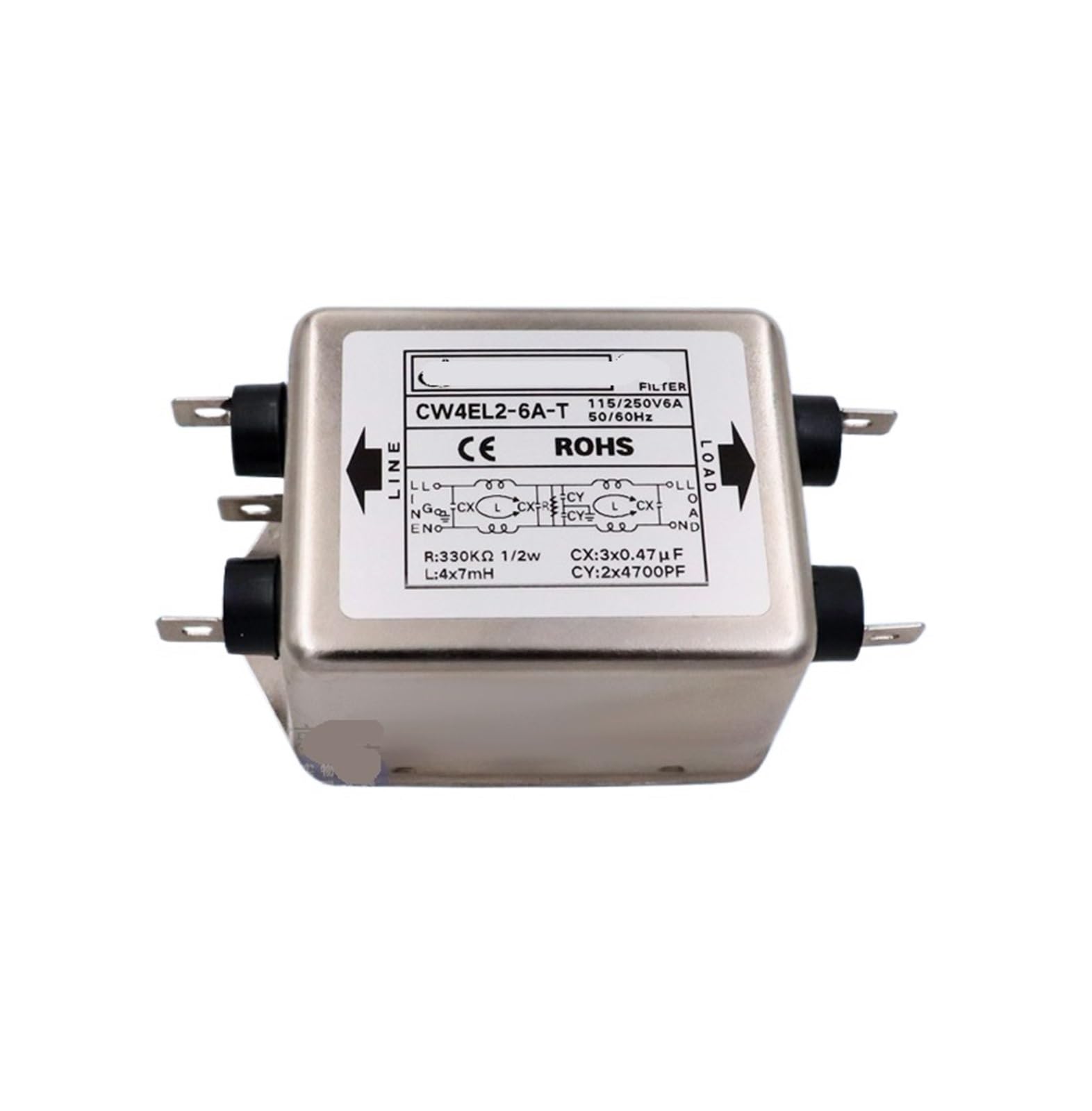 JJHQOKYNA Servo power filter interference CW4EL2 6 10A single-phase AC 20 purification T bipolar 220V(CW4EL2-6A-T)
