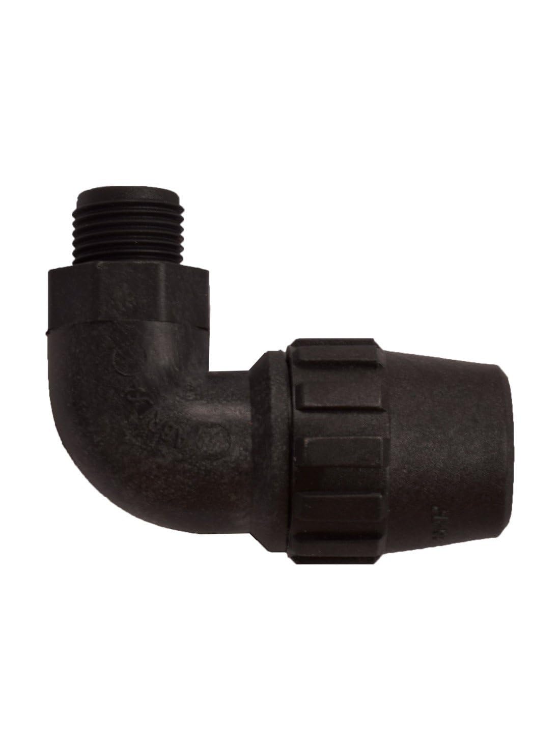 JARDIN202 - Codo Rosca Macho de Polietileno para Tubería de Riego por Goteo - Varias Medidas | 90mm x 3" (Pack 5 uds)