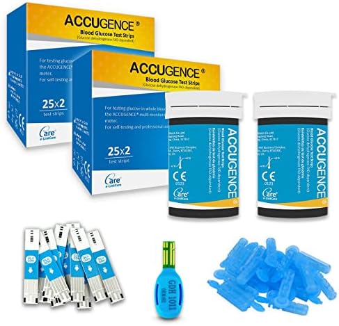 ACCUGENCE Blood Glucose Test Strips 100pcs with 100 Lancets Blood Sugar Test Strips (Suitable for ACCUGENCE PM900)