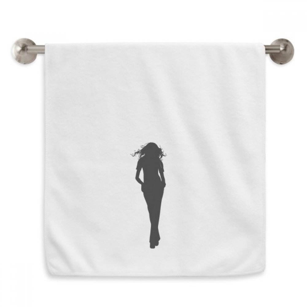 Serviette moelleuse blanche anti-irritation motif silhouette femme 13x29 inch