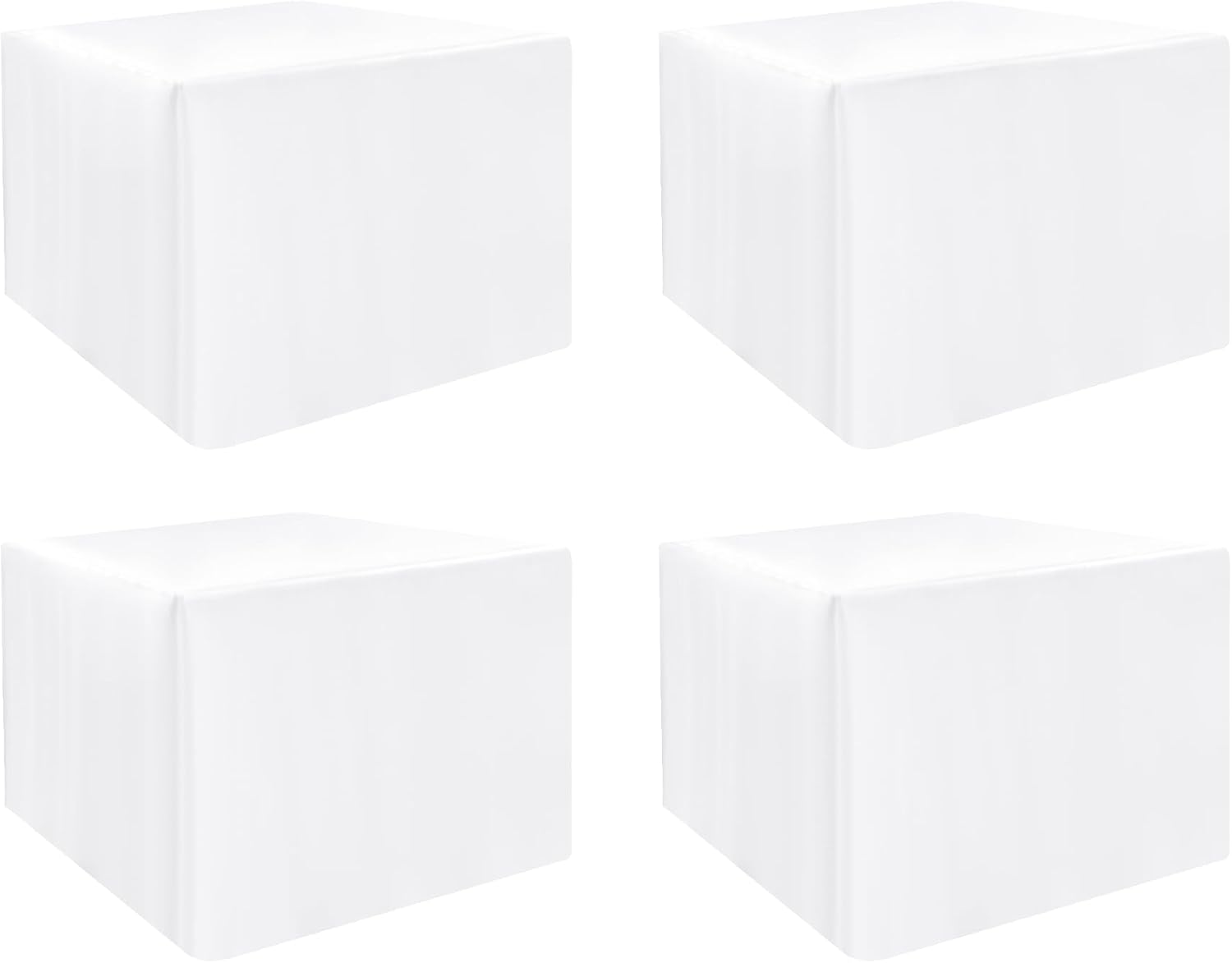 HolidayIdeas Card Table Covers Fitted Square 34x34 Inch, Wrinkle Resistant Washable Small Square Tablecloth 3 Ft for Folding Table, White, Set of 4