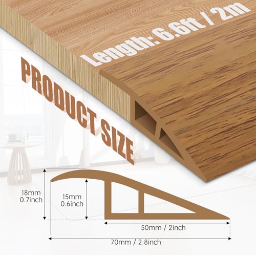 Image of Floor Transition Strip Door Threshold 78 inch Floor Transition Reducer Trim on The Edges Threshold Strip Self Adhesive Suitable for Doorways, Tiles, Carpet