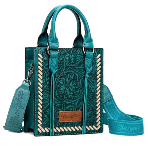Wrangler Embossed Crossbody Purse for Women Western Cross body Purses Fringe Top handle handbag and small Purse WG271-81191TQ by Montana West - Used condition - US$45.12