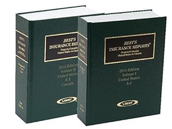 Textbook Binding Best's Insurance Reports Property/Casualty United States & Canada 2014 Edition Volume I & Volume II Book
