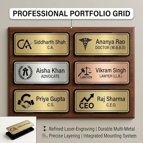 Image of Acrylic Name Plate for Office, Home, Workshop, Acrylic Laser Engraved Name Plates for Doctor, For CA, For Dentist, For Advocate, For Door, For Wall Name Plate 3 x 8 inch & 12 x 4 inch