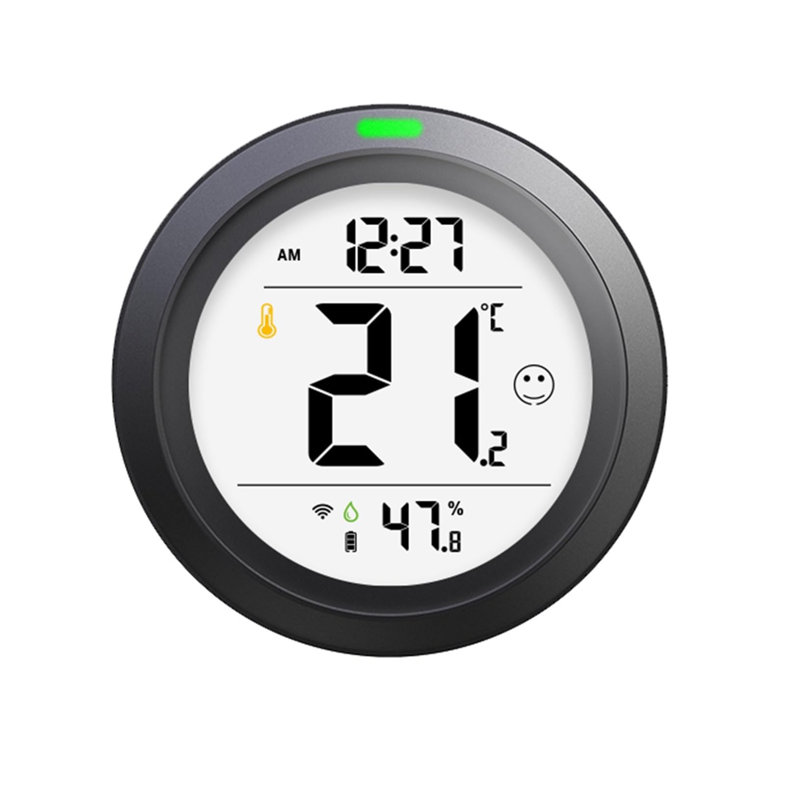 Inteligentny Czujnik Temperatury I Wilgotności Inteligentna Aplikacja Zdalne Monitorowanie Komfortowy Zegar Świetlny Alarm Inteligentny Czujnik,Ochrona Antykradzieżowa(Grey)