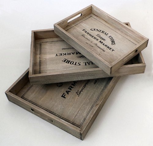 Set de 3 bandejas para servir con mangos de General store farmers market