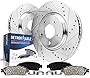 Detroit Axle - REAR Drilled and Slotted Disc Brake Rotors w/Ceramic Pads w/Hardware Replacement for 300 Dodge Challenger Charger Magnum - 4pc Set