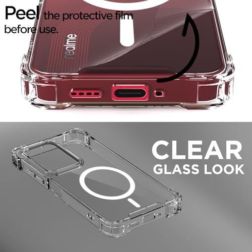 Image of Amazon Basics Back Cover for Realme Narzo 90X 5G / Realme C85 5G / Realme 15X 5G Mag-Safe Shockproof PC + TPU Protective Case Magnetic Support Bumper Case (Transparent Mag-Safe)