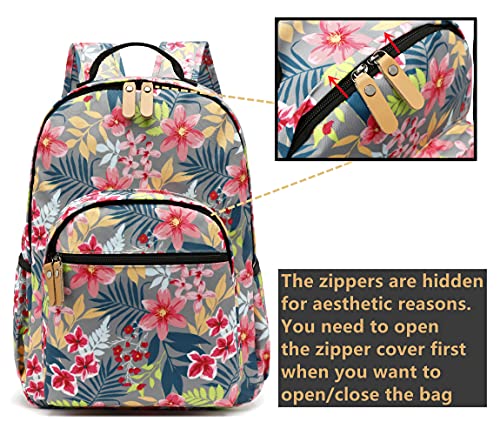 Image of Leaper Water-resistant Floral Backpack Travel Bag bags Satchel (Pink-Dark Blue)