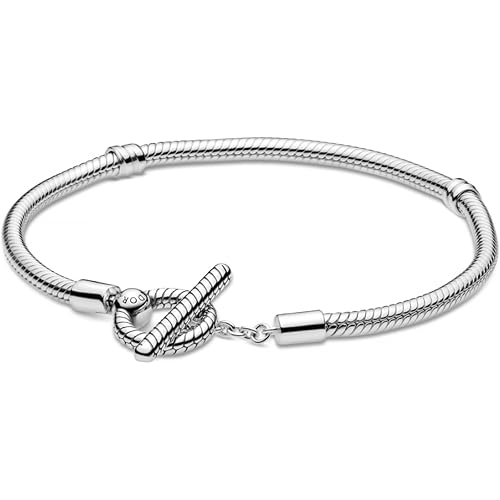 Pandora Moments T-Bar Snake Chain 925 Sterling Silver Charm Bracelet