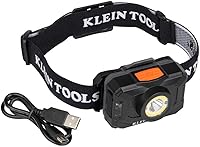 Klein Tools 56414 Rechargeable LED Headlamp: 800 Lumens Spotlight, Floodlight, Red Night Vision, Hard Hat Compatible, USB Rechargeable