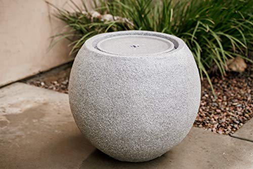 Xbrand Round Sphere Water Fountain W/Led Light, Indoor Outdoor Décor, 17 Inch Tall, Grey #TOP17