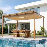 OLILAWN Pergola Shade Cover, 106'' X 135'' Outdoor Retractable Pergola with Sun-Protection, Durable Replacement Canopy for Garden Porch. Khaki