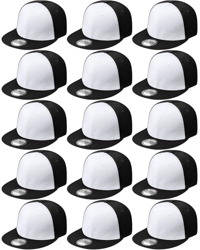 Image of 15 Pack Snapback Hats for Men Hip Hop Style Solid Baseball Hats Adjustable Snapback Cap Flat Brim Baseball Caps