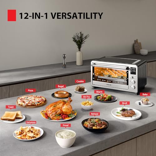 Image of TOSHIBA ChefFry Air Fryer Toaster Oven Combo with Toast, Bake, Broil, Pizza & Dehydrate, 26.4-Quart Capacity, Stainless Steel