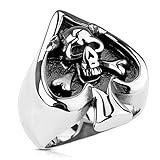Breite: 31 mm BlackAmazement Damen, Herren Totenkopf Ring Pik Ass Skull Edelstahl Massiv Biker Gothic (19.1)